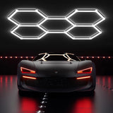 Luz de garaje hexagonal LED, luz comercial super brillante, luz de tubo de forma DIY, luz de techo LED super brillante de rejilla para garaje, centro comercial, peluquería, salón de belleza.