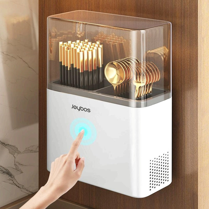 Joybos Caja de Almacenamiento para Utensilios Montada en la Pared, Porta Palillos con Cubierta Antipolvo y Drenaje, Organizador Multifuncional de Cubertería, Contenedor Multiusos para el Hogar y Baño, Regalo del Día del Padre