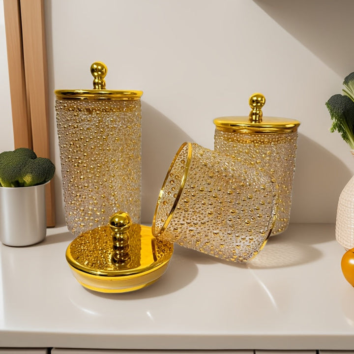 Juego de tres recipientes herméticos multifuncionales de alta gama antifugas para té, granos, dulces, cocina y almacenamiento, suministros de cocina, alimentos secos, especias, café, espacio ahorrador y seguro contra caídas