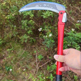 Guadaña Plegable de Acero al Manganeso Resistente - Cortacésped Manual con Mango Ergonómico Rojo/, Diseño Plegable para Jardines, Céspedes y Granjas - Sin Necesidad de Electricidad, Herramienta de Corte Eficiente, Hoja Metálica Robusta