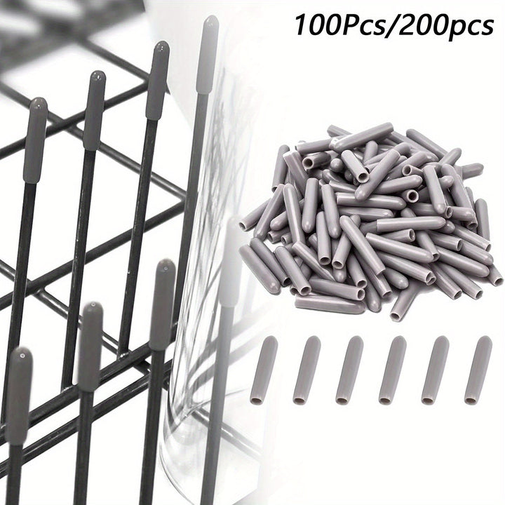100/200 piezas de cubiertas flexibles para la parte superior de los ganchos de lavavajillas - Tapas redondas para organizar estantes, protectores de hilo de alambre, de 0,59/0,98 pulgadas de largo, blancas, accesorios para lavavajillas, organización de c