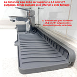 1 alfombrilla de drenaje de silicón con jabonera, antideslizante, plegable, impermeable, antichapoteo para cocina y baño, 60.96 cm de largo, 36.83 cm de ancho, blanca con borde gris, jabonera | Alfombrilla moderna para lavabo | Alfombrilla de drenaje dur