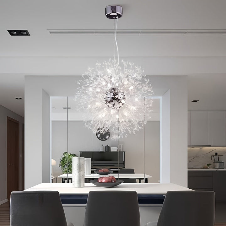 Lámpara de techo de diseño moderno de diente de león, montaje semienterrado con hardware de instalación, compatible con bombilla G9, pantalla de acrílico, marco de metal, para sala de estar, dormitorio, comedor, oficina, balcón - No incluye bombilla, ilu