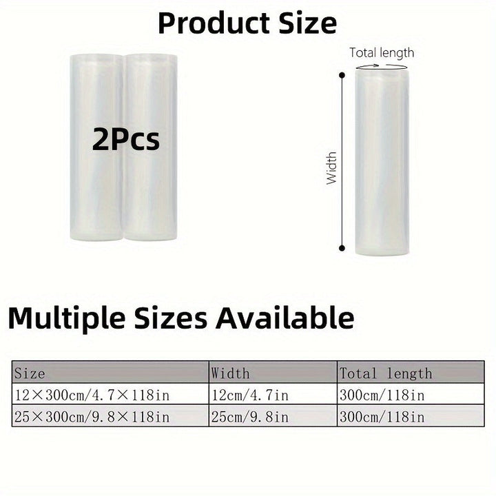 2 rollos de envoltura de sellado al vacío sin BPA - Material PE+PA, desechable, ideal para Sous Vide, almacenamiento en congelador y conservación de la frescura, adecuado para uso doméstico y profesional en la cocina