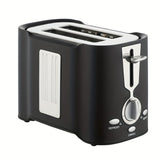 Toaster de acero inoxidable negro de 2 rebanadas con función de hacer sandwiches y congelador - Material duradero de PP, fácil de limpiar, perfecto para desayuno en casa, fabricante de sandwiches