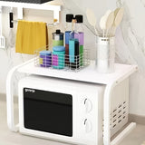 1pc Estantería de metal en forma de C para cocina con microondas integrado - Organizador de espacio para electrodomésticos, botellas y elementos de cocción, estantería de mostrador | Estantería de cocina moderna | Construcción de metal, estantería de alm