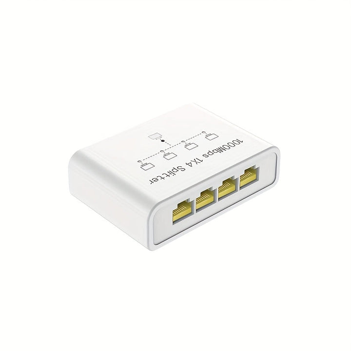 Divisor de cable Ethernet 1 a 4 1000 Mbps, Divisor de cable de Internet Dockteck 2,54 pulgadas 4 salidas Alta velocidad de red Gigabit para LAN Puerto RJ45 Router Switch Trabaja con cable Cat5/5e/6/7/8