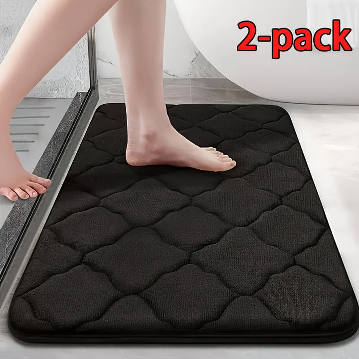 Juego de 2 alfombras antideslizantes para baño, lavables, de poliéster, tejido absorbente rectangular, alfombrillas para pies altamente absorbentes, tapete antideslizante para baño