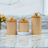 Paquete de 3 frascos de vidrio de estilo europeo de lujo, resistentes y herméticos, con cepillo de limpieza para nueces, granos, frijoles de café y especias.