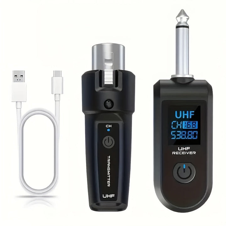 Transmisor de Micrófono sin varillas UHF Profesional - Conector XLR Resistente, Carga USB-C y Batería de Polímero de Litio, Pantalla de Frecuencia para Transmisión en Vivo, Estudio, Conciertos, Eventos - Compatible con Equipamiento de Audio Profesional,
