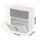 1 Estante De Almacenamiento De Doble Capa Para Baño, Caja De Pañuelos De Papel En Rollo, Soporte De Pañuelos Sin Perforación De Gran Capacidad Montado En La Pared Del Inodoro