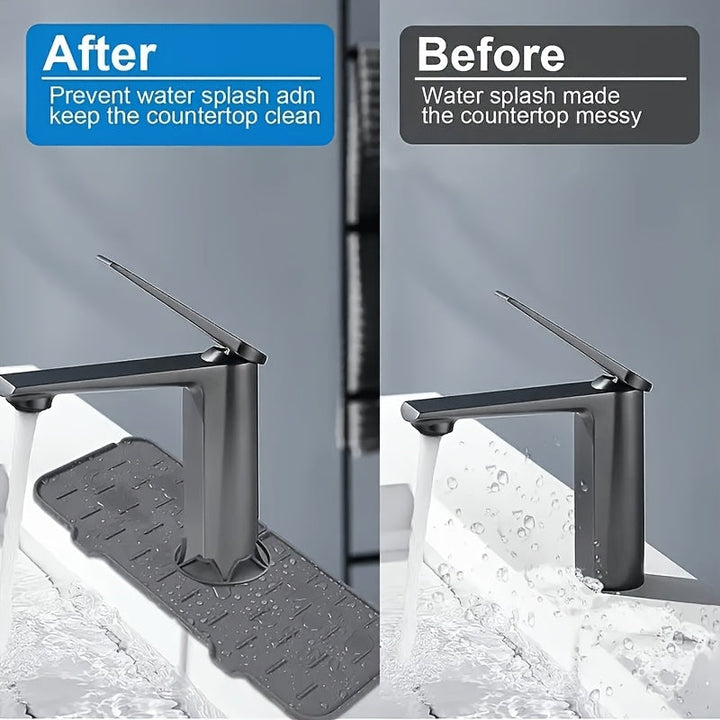 Bandeja Antideslizante de Silicona para Grifo, Protector Impermeable y Secado Rápido con Diseño Inclinado 5° para Control de Flujo de Agua, Anti-Reflujo Multiusos, Bordes Plegables Fáciles de Limpiar, Tapete Resistente al Calor para Secar Platos en Encim