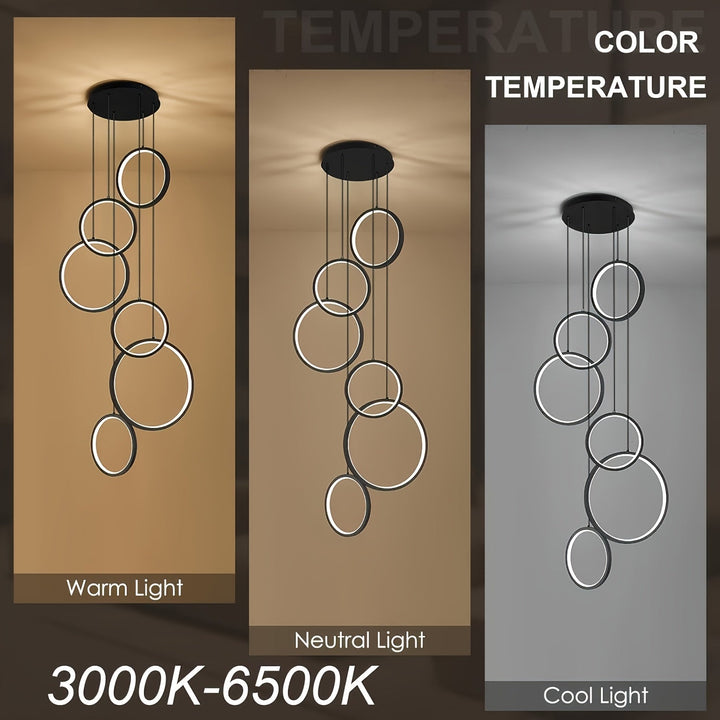 1pc Lámpara de Techo LED Moderna con Diseño Ajustable en Forma de Anillo para Sala de Estar, Dormitorio, Comedor - Ideal para Hogar, Oficina, Restaurante, Vestíbulo de Hotel, Salón de Exposiciones - Con Cableado Fijo