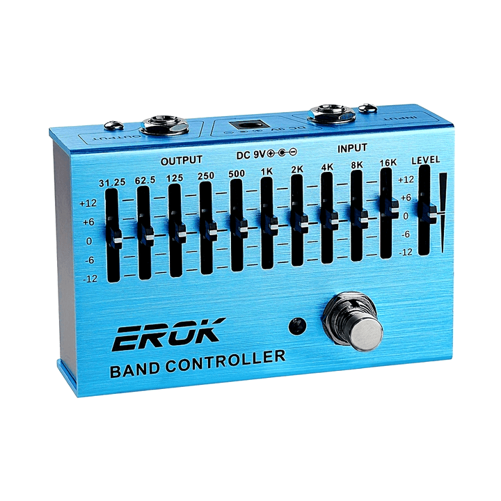 Pedal de EQ de 10 Bandas Premium para Guitarra y Bajo - True Bypass, Volumen Ajustable, Carcasa de Aluminio Duradera, Cubre de 31.25Hz a 16kHz