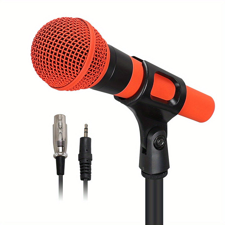 Micrófono Profesional con Capacidad USB y Soporte - Rojo/Dorado/Negro, Conector de 3.5mm, Diseño de Malla Metálica, Plug & Play para Karaoke, Transmisión en Vivo, Juegos, Videollamadas, Grabación En Vivo y Podcasting, Micrófono Mini