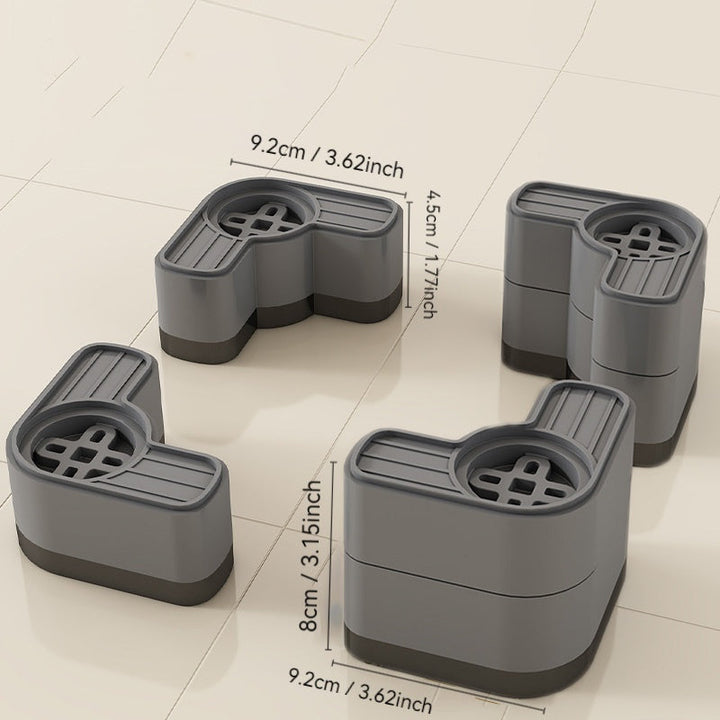 4 piezas de base de lavadora, nivelador de muebles, almohadilla de absorción de choques de lavadora, silenciosa, antideslizante, aumento de altura, pies de goma duraderos, fácil de instalar, para lavadora, sofá, refrigerador y otros electrodomésticos.