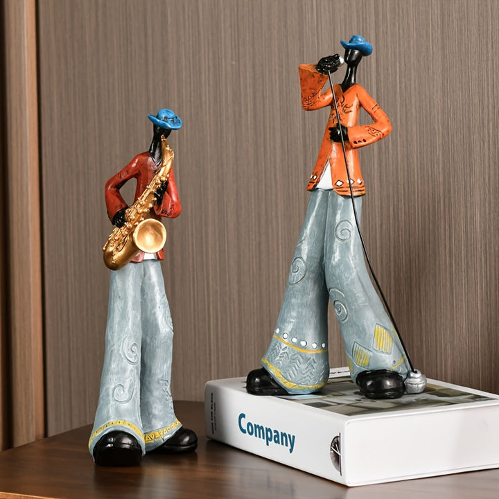 1 Pieza, Figuras De Banda De Jazz De Resina, Estatuas De Músicos Vintage, Decoración Artística Para Sala De Estar, Estantería, Soporte De Tv, Gabinete De Vinos, Decoración Del Hogar