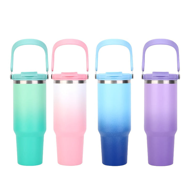 Vaso Térmico de Acero Inoxidable de 30 oz con Doble Pared - Retención de Frío por 24 Horas, Diseño con Popote, Ideal para Oficina, Gimnasio y Viajes