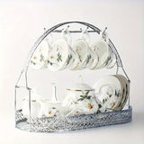 Soporte y Secador de Tazas de Café Multifuncional | Organizador de Vasos de Hierro Forjado | Soporte para Almacenamiento de Platos en Encimera para Cocina, Restaurante, Oficina (Plateado)