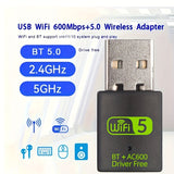 Tarjeta de red inalámbrica 2.4G/5G, doble banda, enchufable y de uso inmediato, adaptador WiFi USB adecuado para escritorios y portátiles, compatible con Windows XP/Vista/7/8/10/11, no requiere batería, conexión USB, control de aplicaciones, voltaje de f