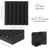 38-Pack AUSLET Negro 2-Pulgadas Alta Densidad Ignífugo Triangular Ranura Paneles de Espuma Acústica, Tableros de Espuma Insonorizante para Estudio de Grabación, Sala de Piano, Sala de Juegos, Teatro, Sala de Podcast, Acústica de Paredes y Techos