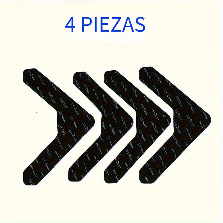 Cinta adhesiva de doble cara para alfombras, disponible en 4, 8 o 16 unidades, diseñada para prevenir resbalones. Esta cinta lavable es adecuada para alfombras de área y puede ser reutilizada, lo que la hace ideal para pisos de madera y baldosas.