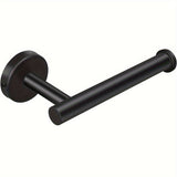 Portarrollos de papel higiénico de acero inoxidable, dispensador de rollo de papel de montaje en pared, diseño redondo moderno y elegante para baño, cocina, baño - Fácil instalación (negro)