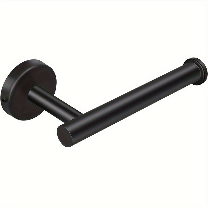 Portarrollos de papel higiénico de acero inoxidable, dispensador de rollo de papel de montaje en pared, diseño redondo moderno y elegante para baño, cocina, baño - Fácil instalación (negro)