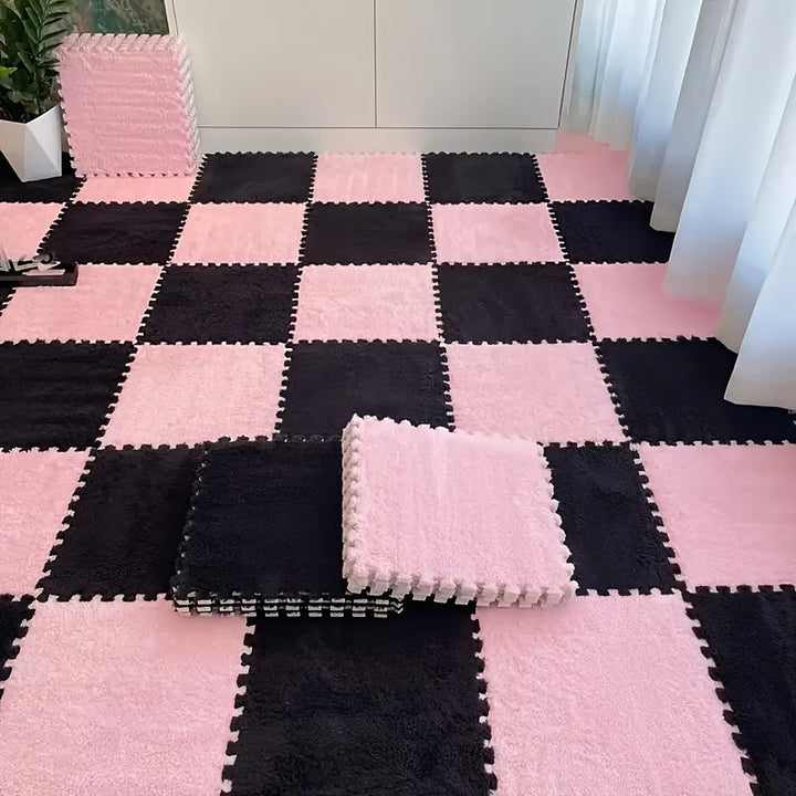 20 piezas de alfombras de espuma creativas, cuadrados de felpa con bordes para habitación, cama, dormitorio, sala, sofá, protección de piso en oficina, decoración, práctica de yoga, DIY, lavables, antideslizantes