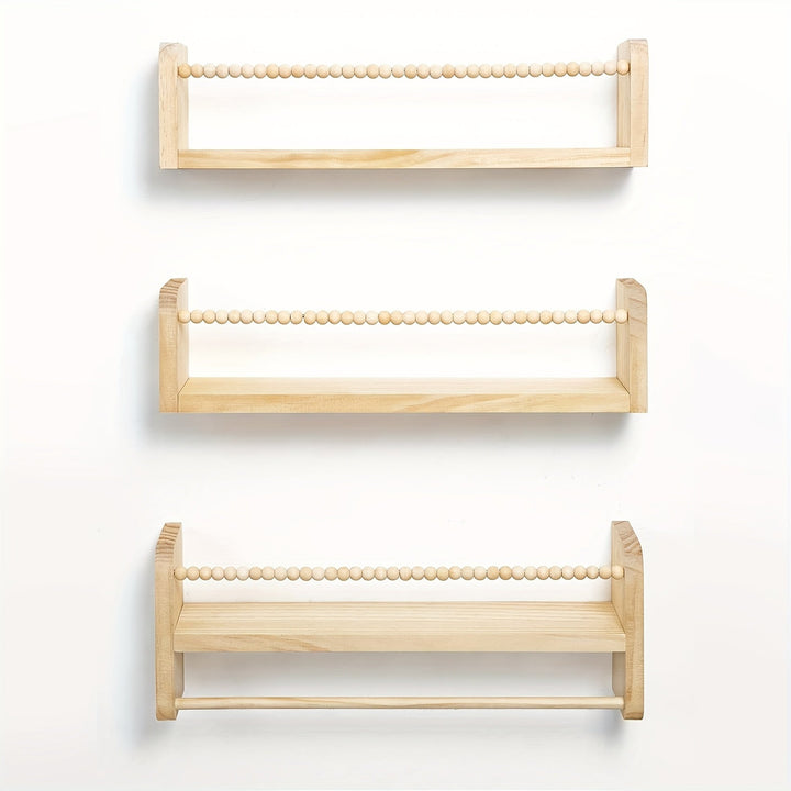 Estantes flotantes para pared, 3 repisas de madera natural, decoración para habitación, cuarto, cocina o guardería, soporte de almacenamiento montado en la pared