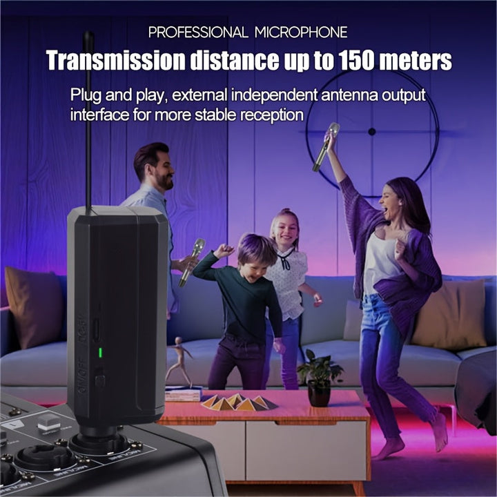 Sistema de Micrófono Inalámbrico Profesional NXG - Portátil, Alcance de 160 pies para Karaoke, Bodas, DJs, Fiestas, Discursos y Uso en Aulas con Control de Volumen, Conector de 3.5mm, Batería Recargable