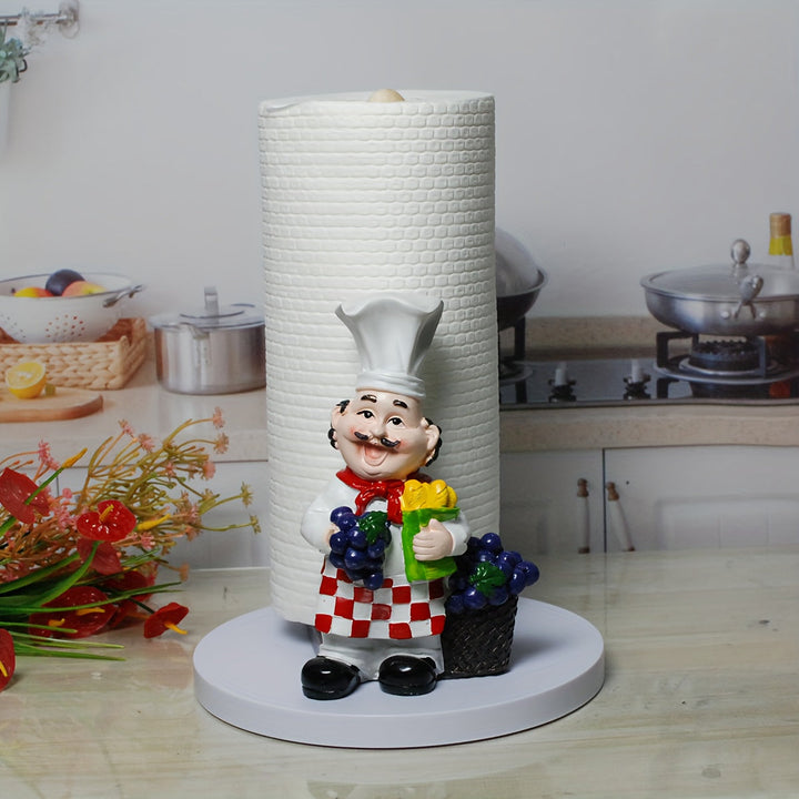 Soporte De Papel De Cocina Con Estatua De Chef Alegre, Decoración De Cocina, Material De Resina, No Se Requiere Electricidad