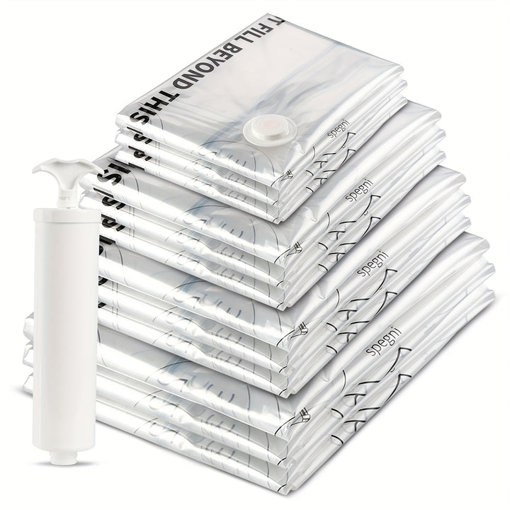 6/8/12pcs Bolsas De Almacenamiento Al Vacío, Bolsas Selladoras De Almacenamiento Al Vacío Ahorradoras De Espacio Para Ropa, Ropa, Ropa De Cama, Edredón, Manta