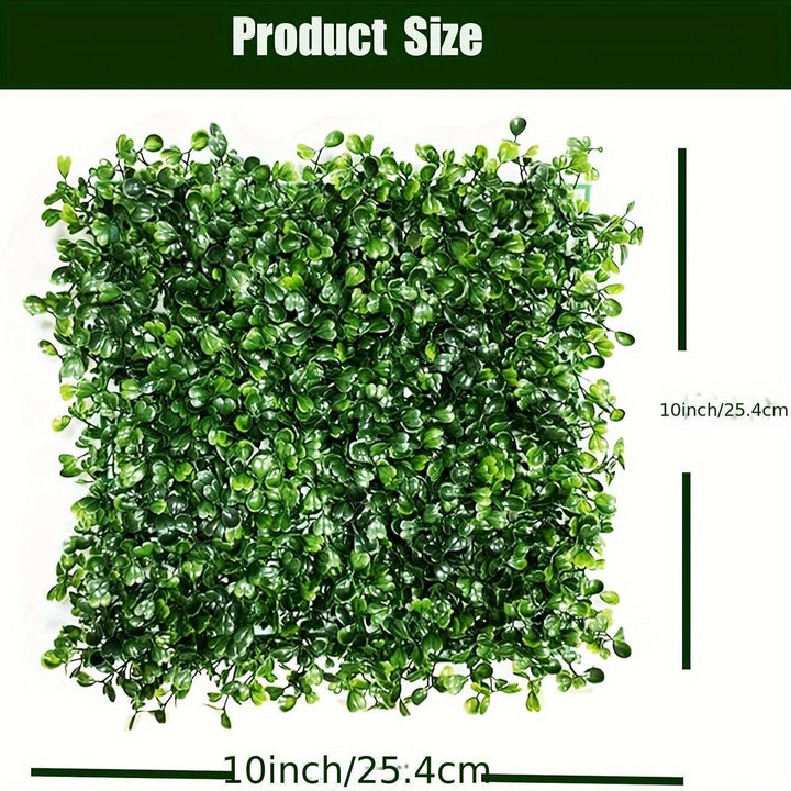 Pared de Hierba Artificial, 25cm x 25cm (10 o 20 piezas de Paneles de Pared Verde Artificial, Protección UV Paneles de Buxo Verde, Decoración de Pared de Plantas para Interiores y Exteriores y Cubierta de Valla para Privacidad