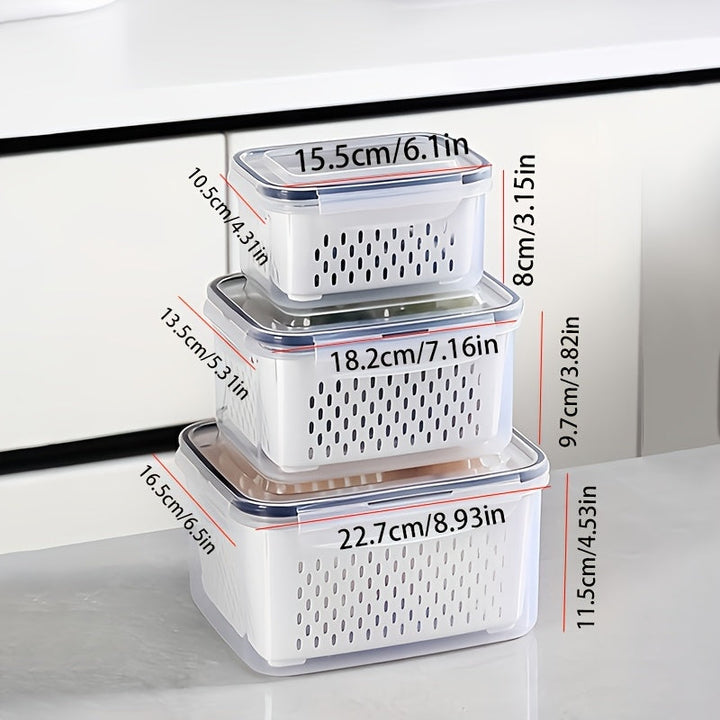 Juego de 9 Recipientes para Alimentos sin BPA con Cesta y Tapas - Herméticos, Apto para Nevera, Reutilizable Organizador Multiusos para Frutas, Verduras y Comidas