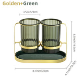 Porta Utensilios de Lujo Ligero | Soporte de Hierro + Bandeja Transparente PET para Cuchillos, Tenedores y Cucharas | Organizador de Encimera sin Taladro