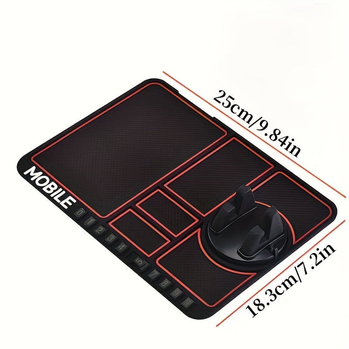 Soporte para Teléfono de Tablero del Coche con Placa de Matrícula Temporal y Aromaterapia, Base Antivibración Universal, Alfombrilla Antideslizante Compatible con 4 en 1