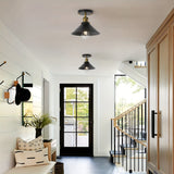 Luz de techo semi-inclinada industrial, pantalla de metal negro, excluyendo bombilla, equipo de iluminación para cocina de granja, pasillo de comedor y entrada (1 juego/2 juegos)