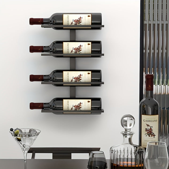 Estante de bar montado en la pared para exhibir botellas rojas, un pieza decorativa creativa para tu bar.