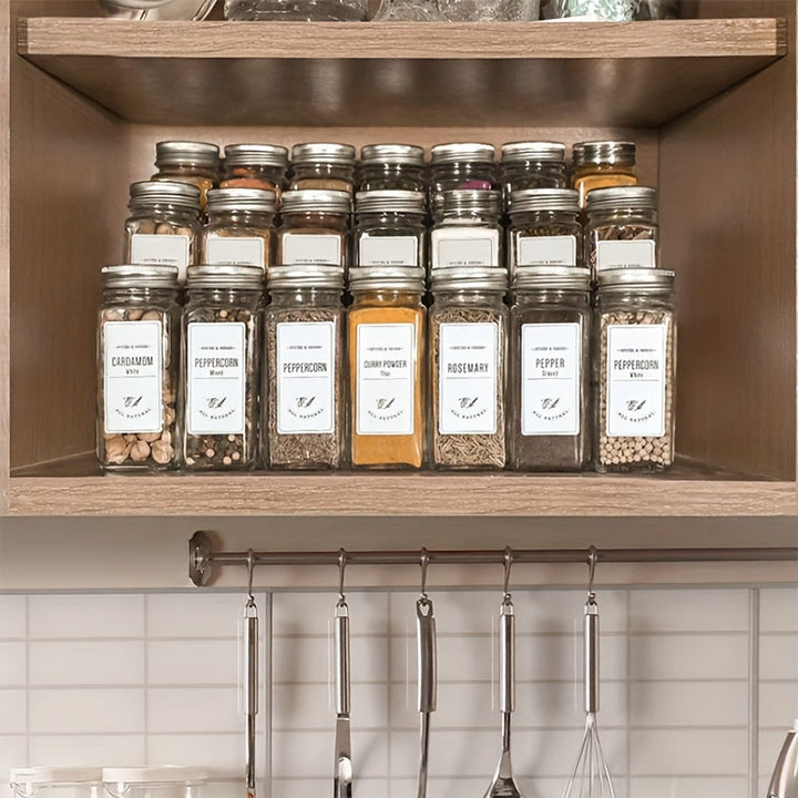 Juego de 12/6 frascos para especias de vidrio, resistentes a la humedad y al óxido, ideales para organizar condimentos en la cocina