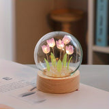 [Luz Nocturna Mini Tulipán Hecho] Luz Nocturna Mini Tulipán Hecho a Mano de 2.36in - Perfecto para Decoración de Habitación, Acento de Escritorio, Ambiente - Ideal para Regalo de Navidad, Día de San Valentín, Cumpleaños de Pareja