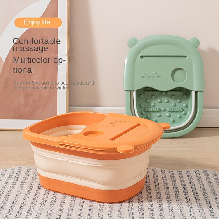 2 uds o 1 ud Bañera Plegable para Pies - Sin Necesidad de Electricidad, Cubo Portátil con Piscina Suave para Remojar en Casa, Viajes y Salón - Diseño Colapsable, Naranja, Ideal para Relajación y Pedicuras, Accesorio de Autocuidado, Mangos Ergonómicos, Fá