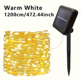 [1 Hilo de luces solares de 8 modos] AMILL Luces de cadena LED con energía solar, multicolor, 8 modos de iluminación, material plástico de alto índice, acabado de metal pulido, resistente al agua IPX4, con para bodas al aire libre, patio, jardín, camping