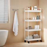 Carro de Almacenamiento con Ruedas - Estantes independientes de plástico duradero para cocinas, baños y dormitorios, estantes móviles fáciles de montar para snacks, artículos de tocador y esenciales de noche, diseño moderno minimalista con estructura rob