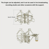 Soporte de choque para micrófono - Absorbedor de choque ajustable, adecuado para micrófonos condensadores de gran diámetro de 40mm-45mm - Ideal para transmisiones, estudios de grabación, servicios de voz y sesiones, con perilla de bloqueo para ajuste de