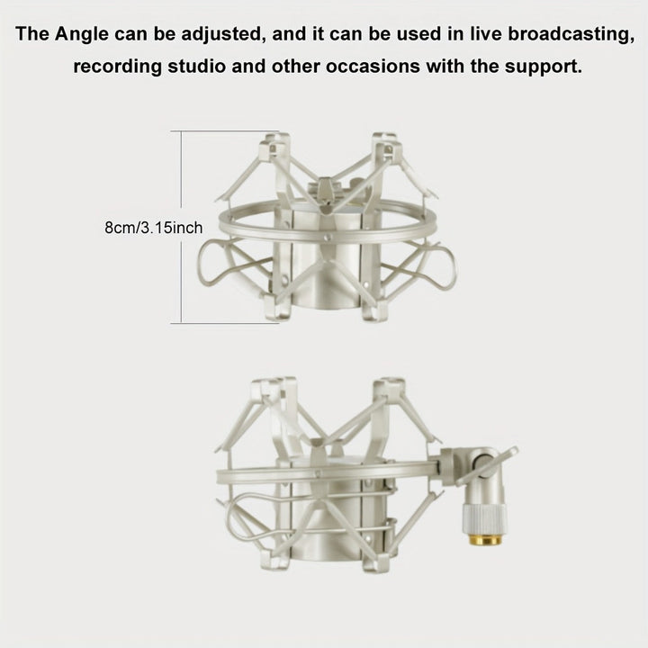 Soporte de choque para micrófono - Absorbedor de choque ajustable, adecuado para micrófonos condensadores de gran diámetro de 40mm-45mm - Ideal para transmisiones, estudios de grabación, servicios de voz y sesiones, con perilla de bloqueo para ajuste de