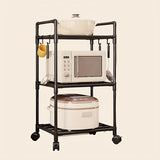 Carrito de cocina de 3 niveles con ruedas, estilo vintage, con estantes de almacenamiento de metal y plástico, diseño que ahorra espacio para tostadora de pan y almacenamiento de pequeños electrodomésticos, organizador de despensa de alimentos, fácil mon