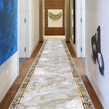 Alfombra de corredor moderna con patrón de mármol, 1 pieza, terciopelo diamante dorado, alfombra geométrica europea de lujo, alta calidad, ideal para pasillo o lavandería
