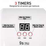 Linterna de Uñas 120W Alta Velocidad con 3 Ajustes de Temporizador, Pantalla Digital y Brillo Ajustable - Rápida para Manicura Profesional en Casa o Salón, Alimentación USB, Herramienta de Manicura | Interfaz Fácil de Usar | Acabado Blanco Brillante, Sum