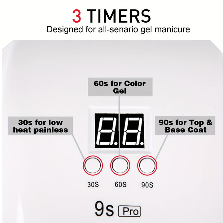 Linterna de Uñas 120W Alta Velocidad con 3 Ajustes de Temporizador, Pantalla Digital y Brillo Ajustable - Rápida para Manicura Profesional en Casa o Salón, Alimentación USB, Herramienta de Manicura | Interfaz Fácil de Usar | Acabado Blanco Brillante, Sum